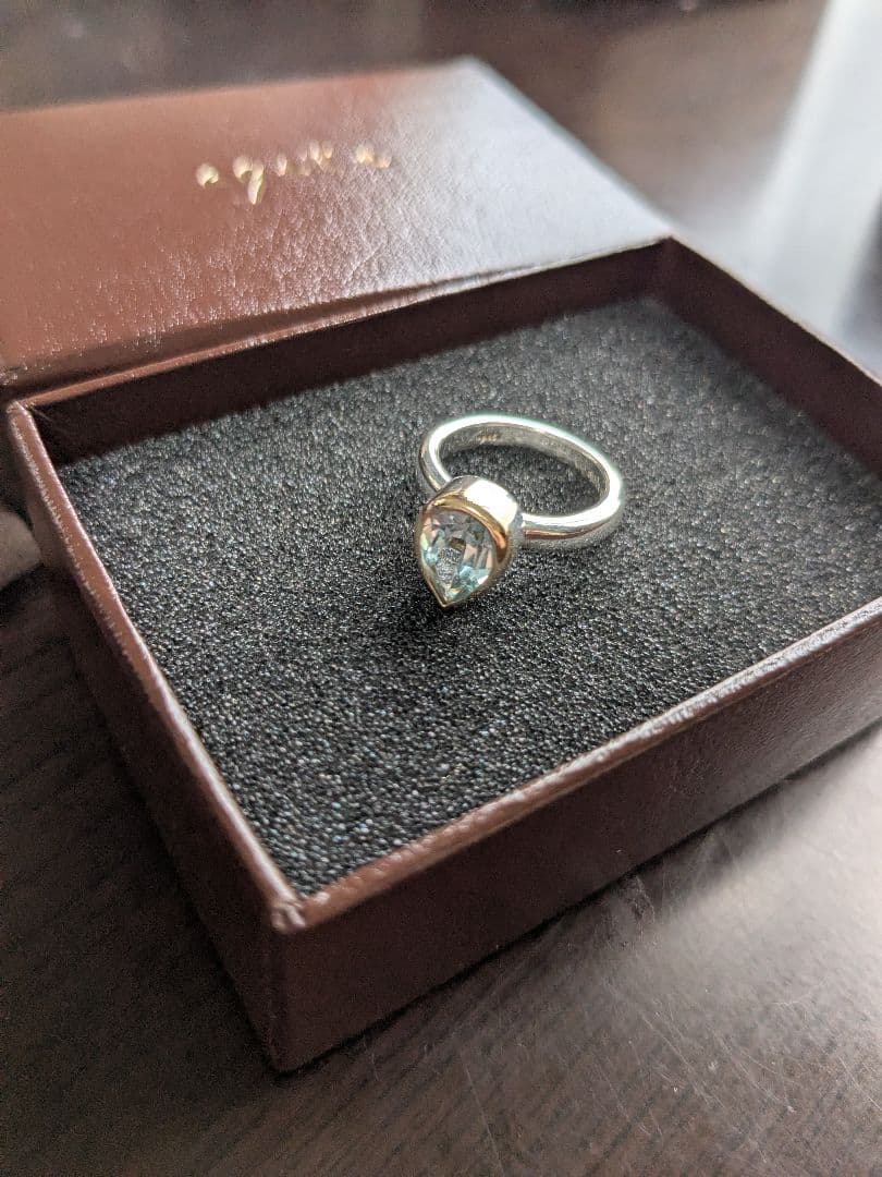 K10 シルバー925 agete ブルートパーズコンビリング - メルカリ