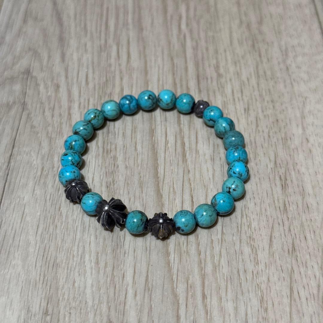 CHROME HEARTS クロムハーツ8mm ターコイズ ビーズ ブレスレット CHROME HEARTS クロムハーツ 8mm ターコイズ ビーズブレスレット