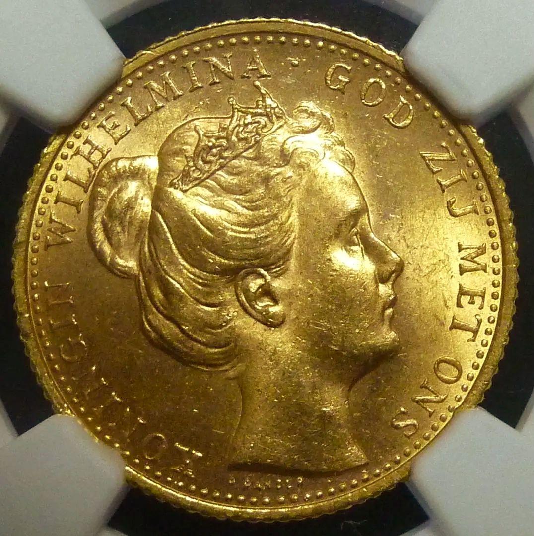 少女期《ウィルヘルミナ金貨 オランダ》1898年:高鑑定 MS64：超稀少