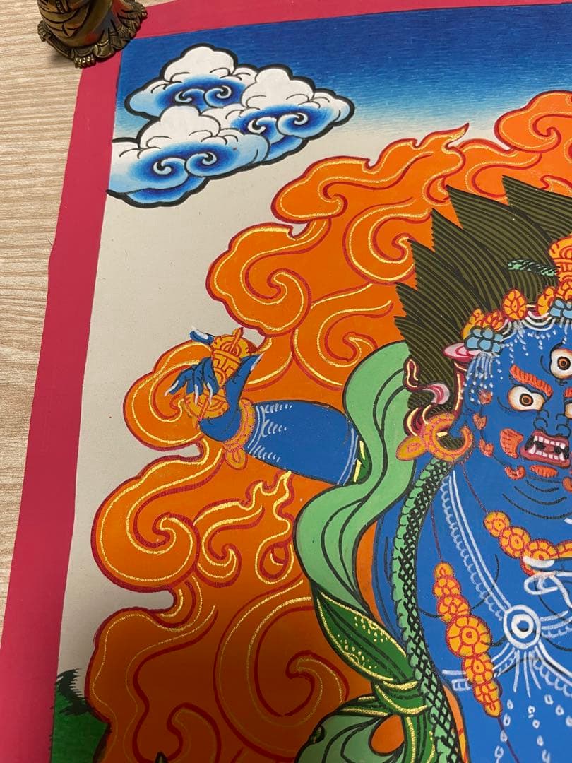 《 チベット密教　1点物 》 手描き　曼荼羅　マハーカーラ　破壊神　仏教　秘仏