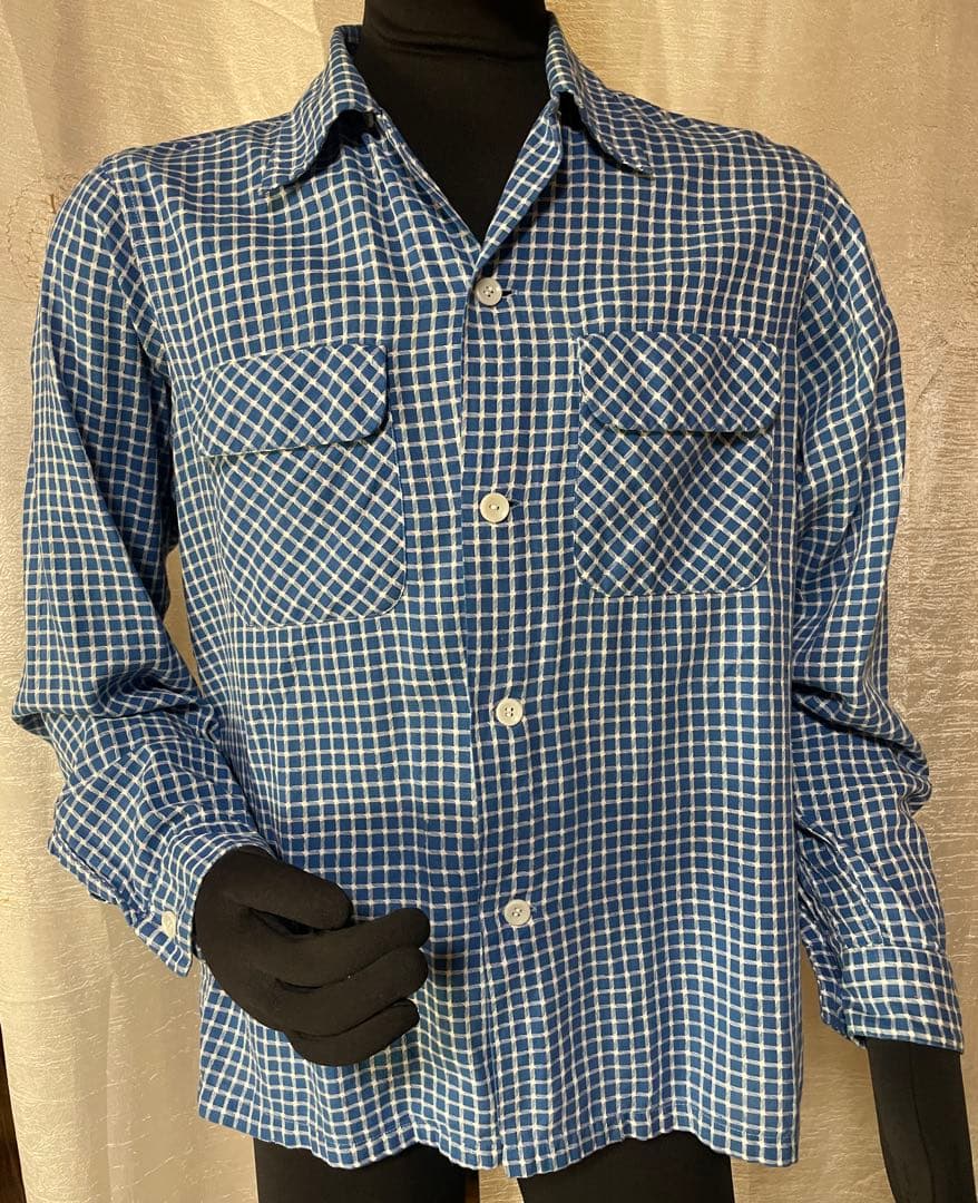 50's Ensenada ブルー×ホワイト グラフチェックシャツ - メルカリ