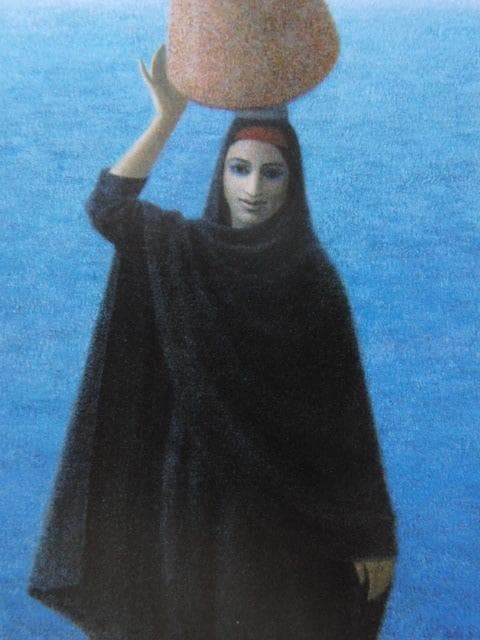 杉山寧、【水】、新品高級額 額装付、年代物・希少画集画、状態良好