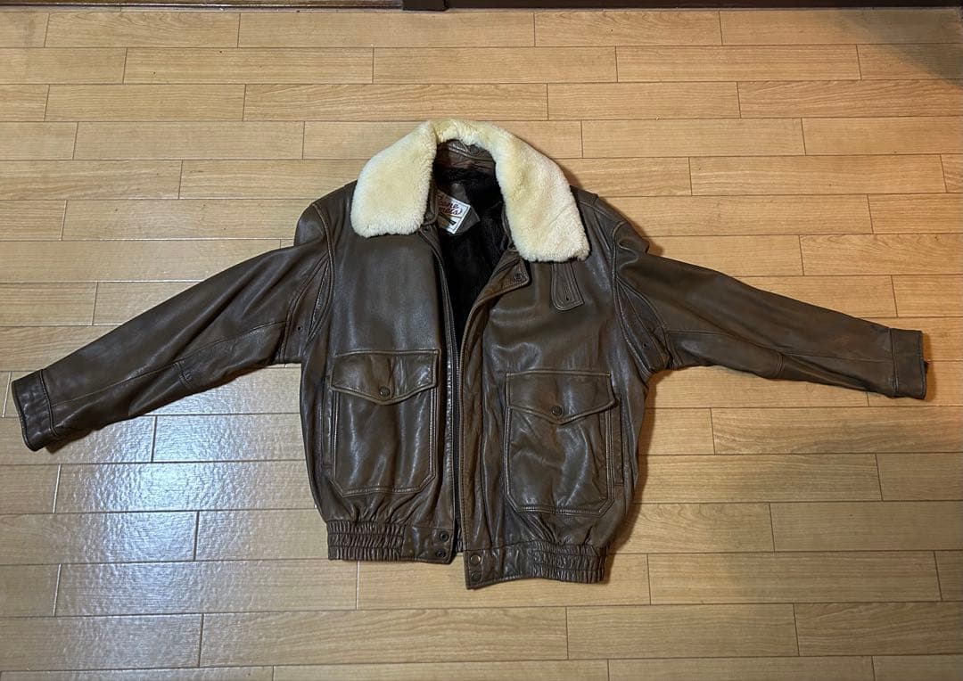 90's フライトジャケット G-1 A-2 羊革 衿ムートン L ボアライナー