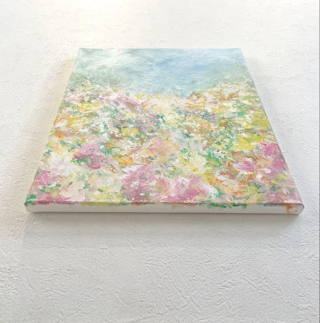 524 抽象画 アクリル画 アート 原画 キャンバスボード F6 春風に乗って