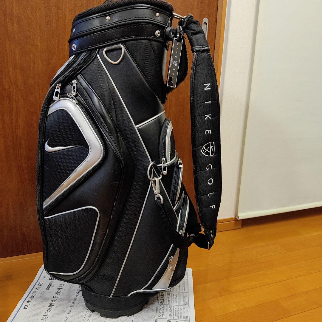 Nike ゴルフ キャディバッグ ブラック/シルバー 希少 NIKEナイキ キャディバッグブラックシルバー 6分割 9型 ゴルフ