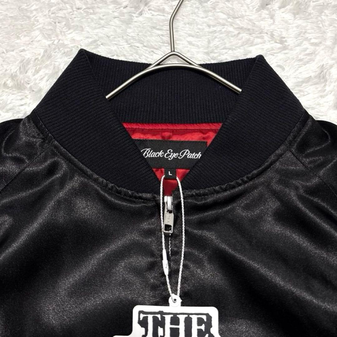 新品✨ブラックアイパッチ スカジャン ドラゴン 龍 刺繍 サテン 光沢