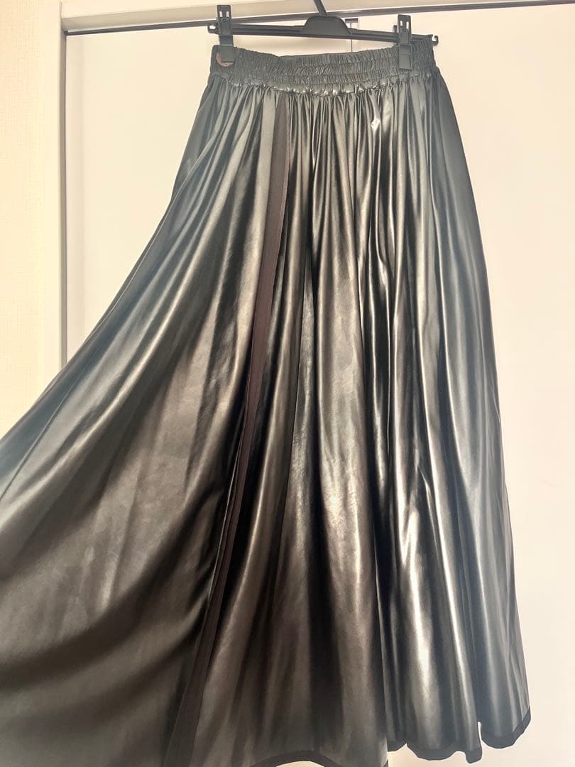 希少】SHIROMA シロマ レザースカート ブラック フレアスカート