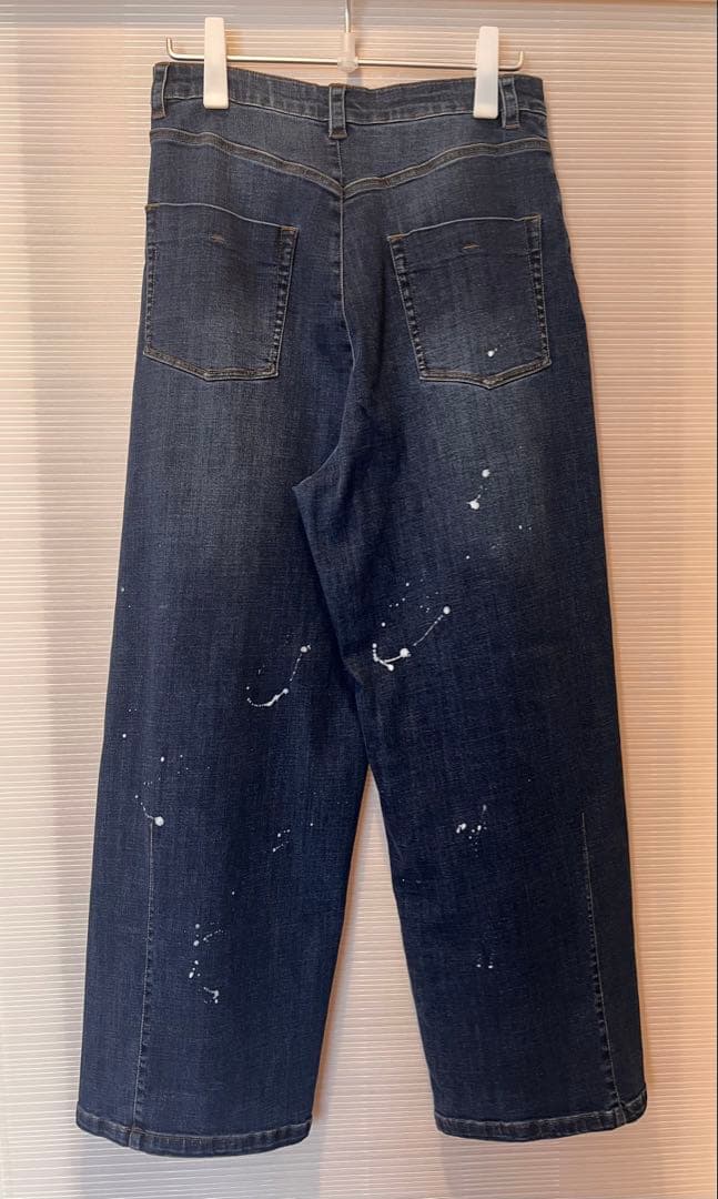 専用【新品】ayane ペイント加工 バレルレッグデニムパンツ 40 - メルカリ