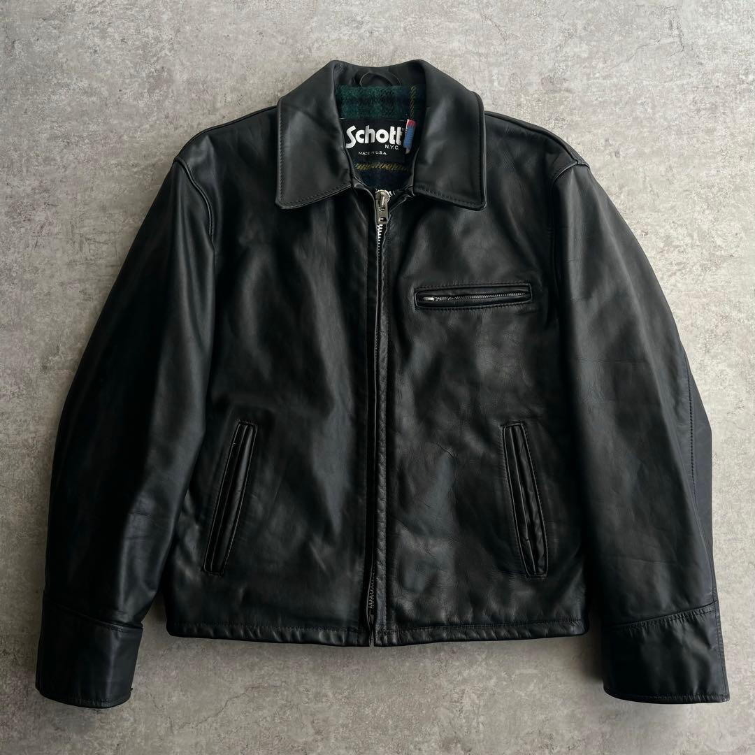 美品□Schott ショット【40】659 ライダース レザージャケット 襟付き