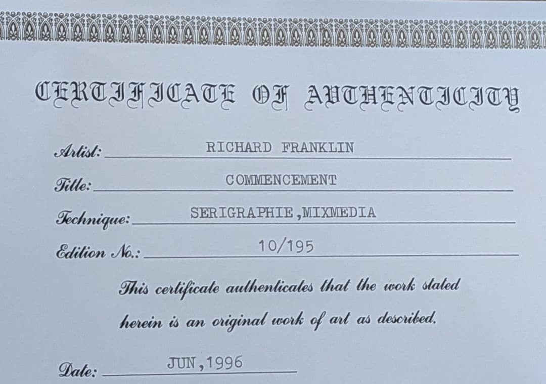 88センチ！魂の始まりを宿す美しき女性　リチャード・フランクリン　証明書付