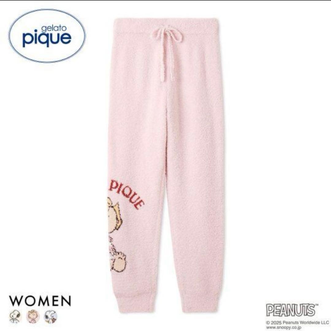 未使用完売ジェラピケレディースPEANUTSオリジナルジャガードロングパンツ PEANUTS】オリジナルアート ジャガードロングパンツ(ロングパンツ