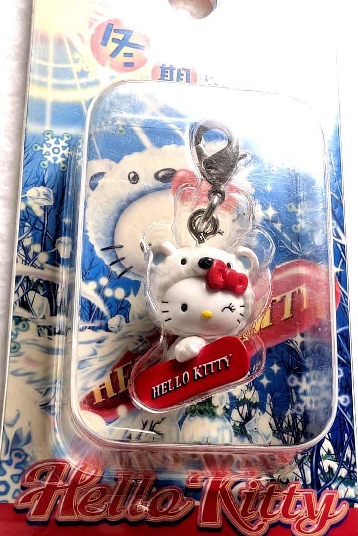 ご当地キティ 根付け 冬季限定 白くま スノーボード ファスナー