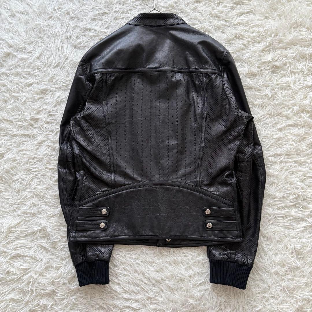 グッチ】トムフォード期 レザージャケット 黒 48 パンチングレザー
