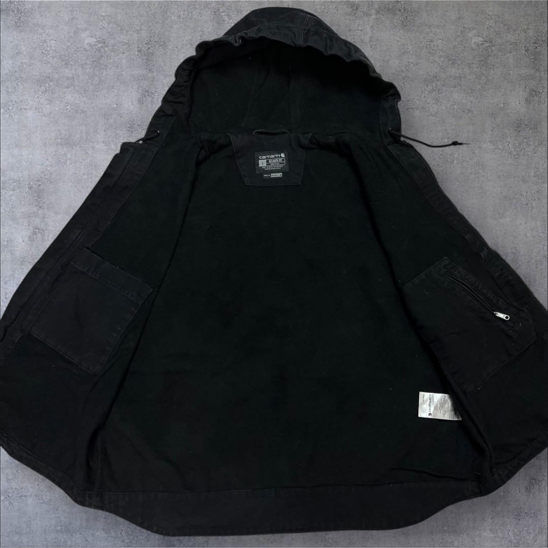 Carhartt ダックベスト ブラック フード付き 裏地フリース - メルカリ
