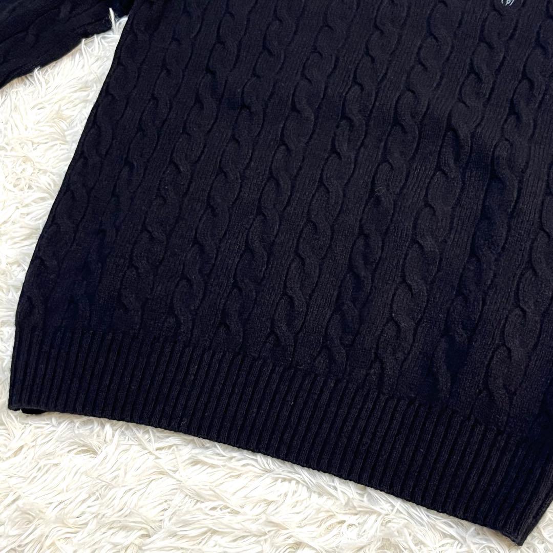 ラルフローレン 現行QRタグ カシミヤ混ケーブルニットセーターブラック
