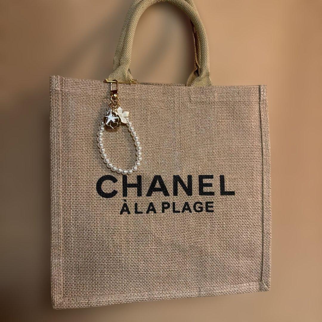 CHANEL】ノベルティリネン素材トートバッグ チャーム(正規品ノベルティ
