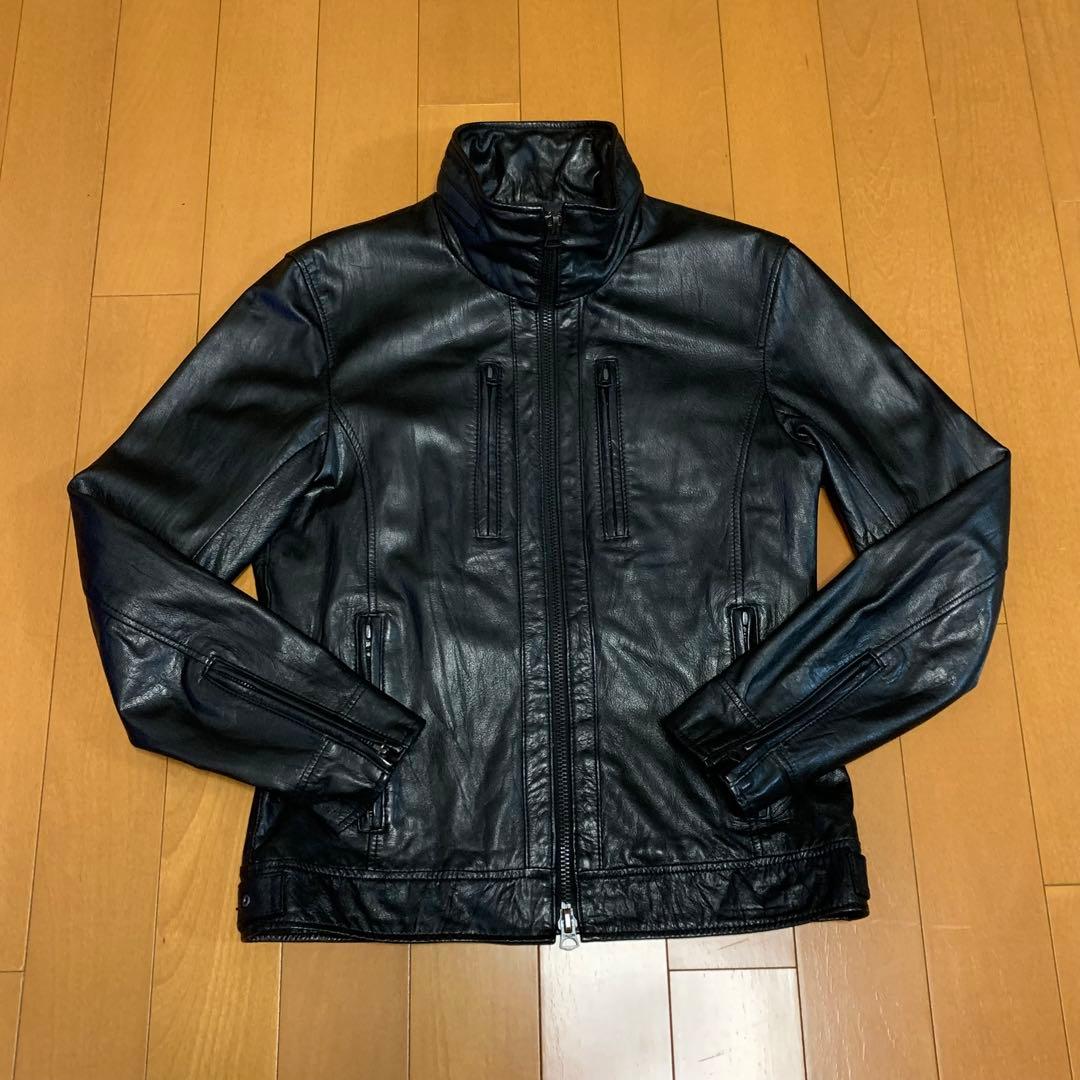 TETE HOMME テットオム 黒 レザージャケット サイズ6 ゴートレザー