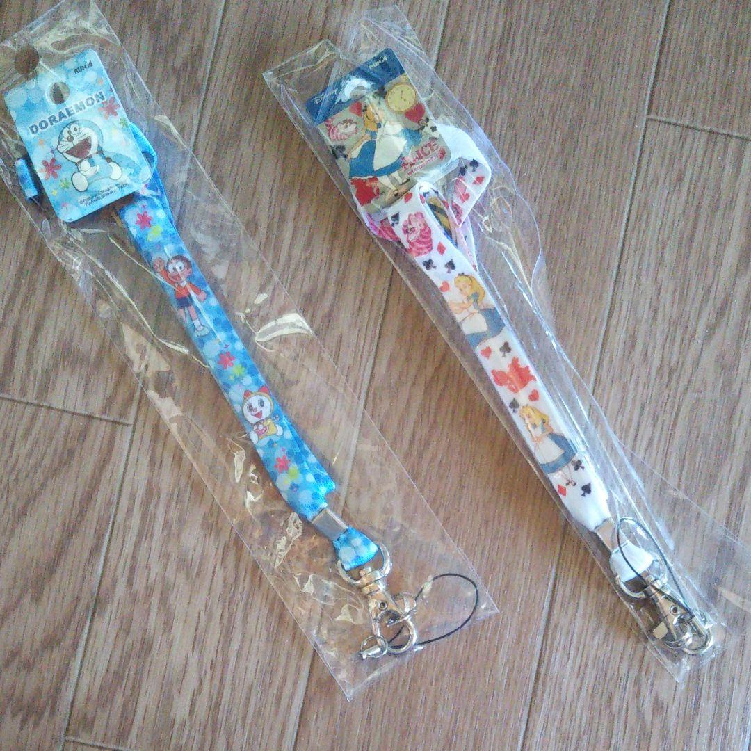 不思議な国のアリス ＆ ドラえもん ネックストラップ 2柄セット(増量