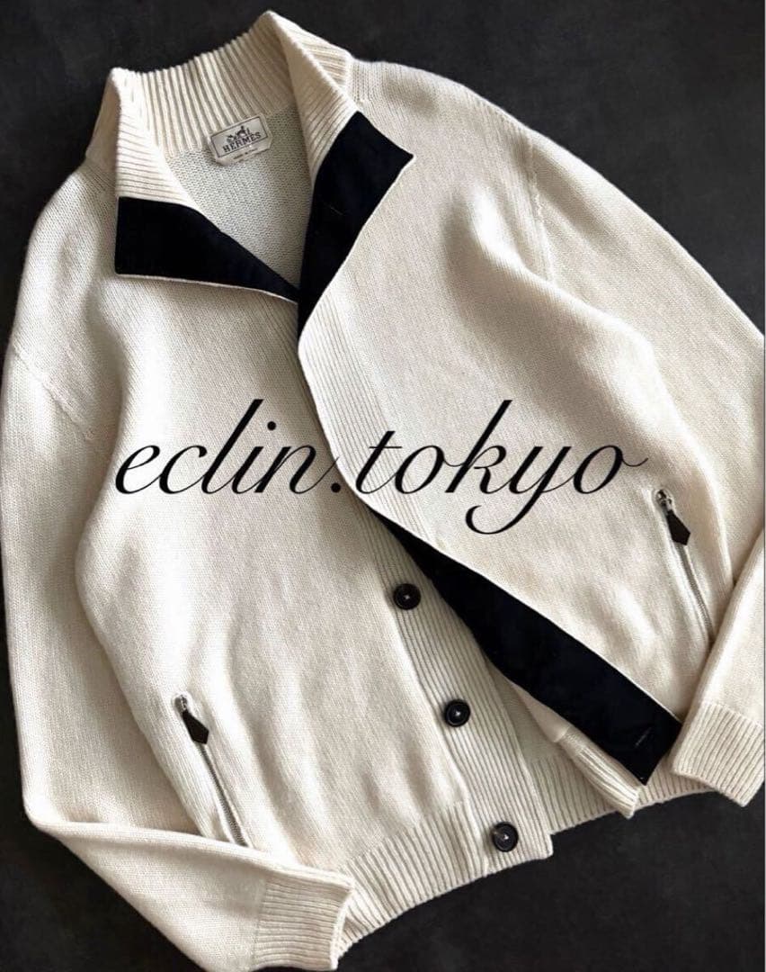 HERMES 《カシミヤ100%》ニット ジャケット カーディガン E4825