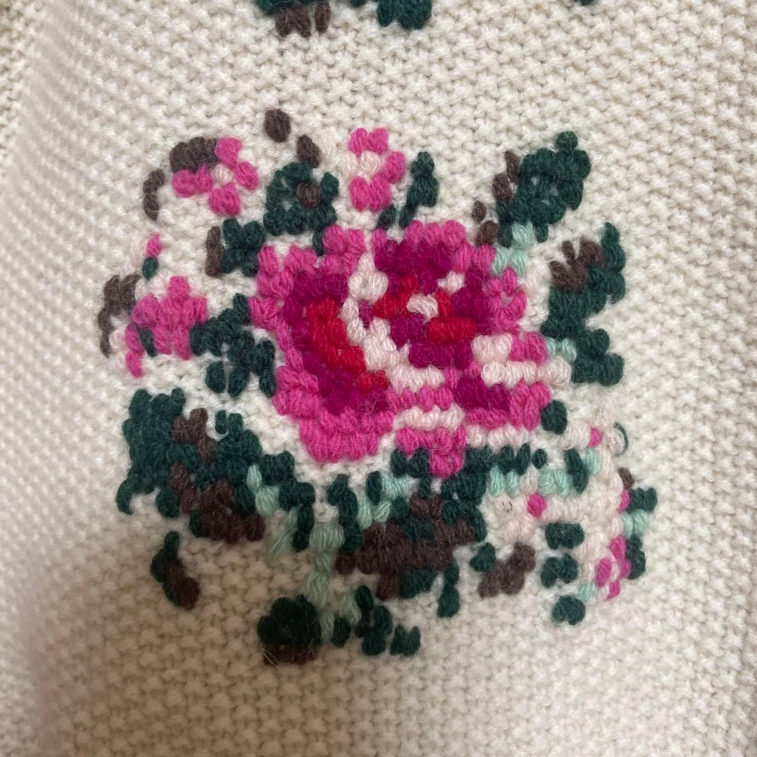 Dot＆Stripes CHILDWOMANかのこ刺繍 ラムニット カーディガン