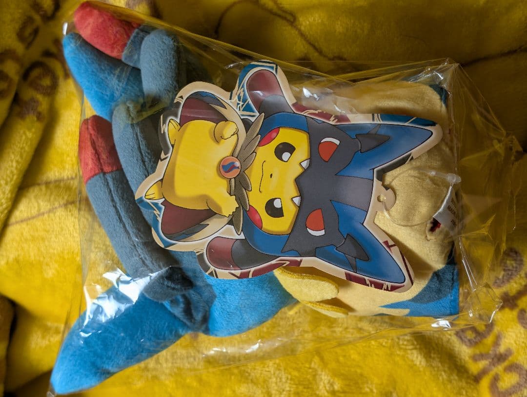 ポケモンセンター メガルカリオのポンチョを着たピカチュウ ぬいぐるみ　タグ付き