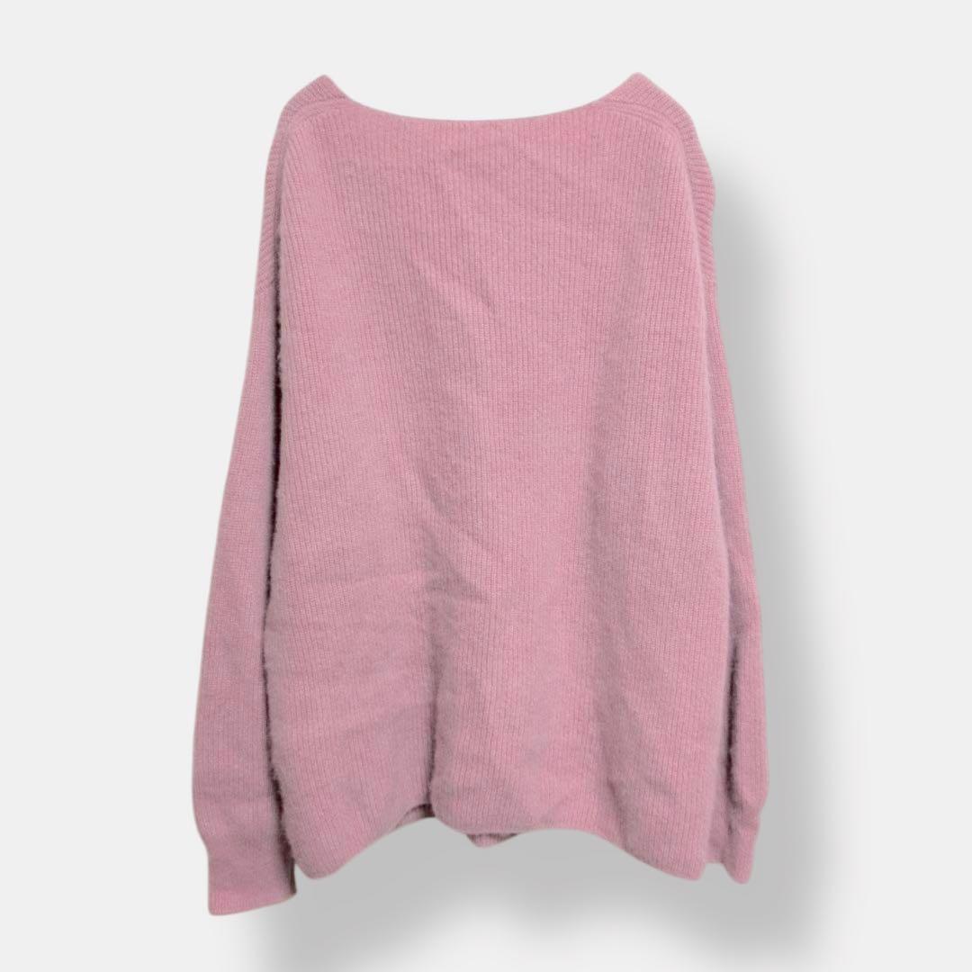 ラウンジドレス】ニット セーター カシミヤ100% 長袖 Vネック ピンク