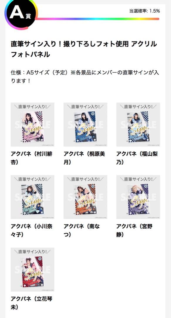 CANDY TUNE 村川緋杏 アクリルフォトパネル 直筆サイン入り - メルカリ