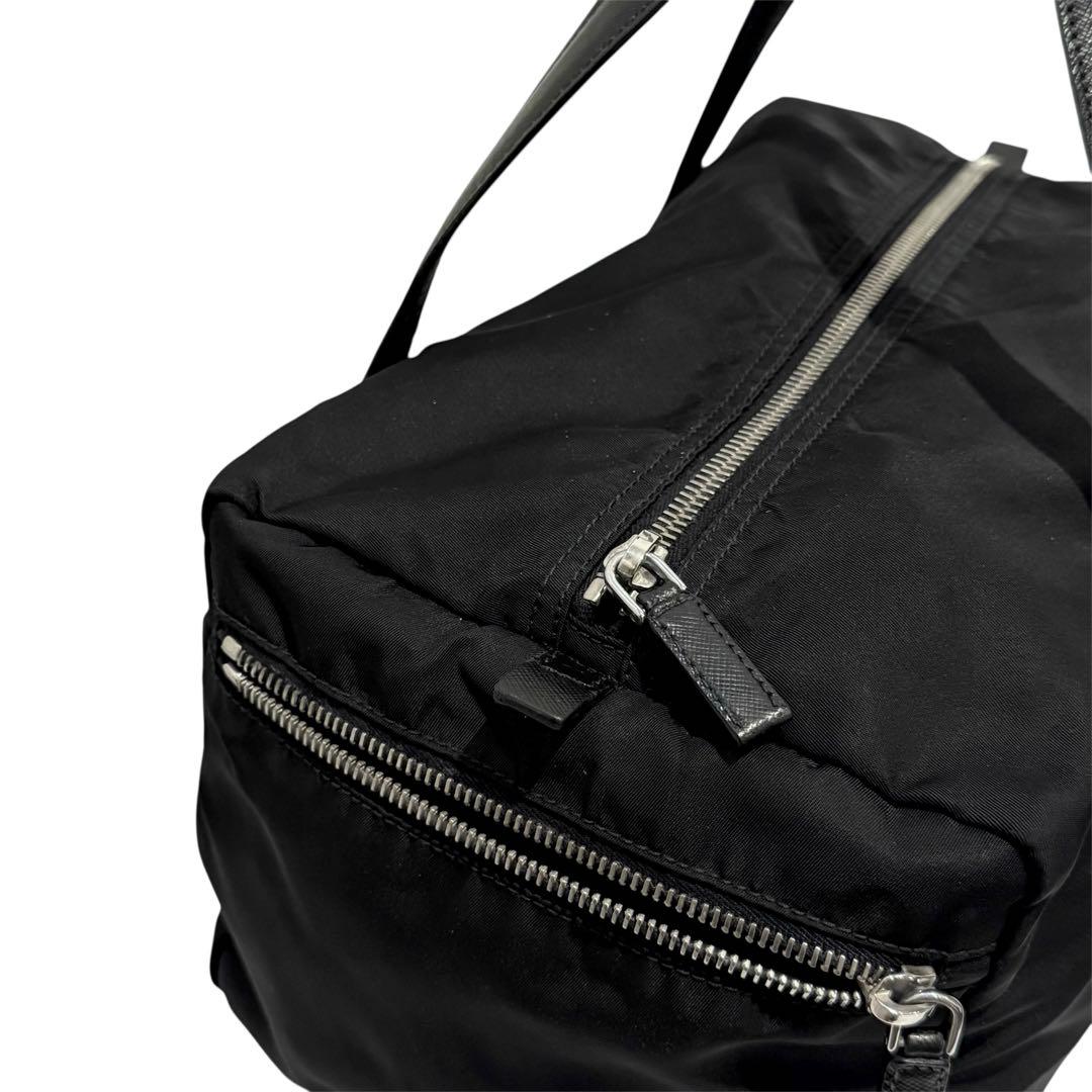 極美品‼️プラダ ミニボストンバッグ 三角ロゴ ナイロン ブラック