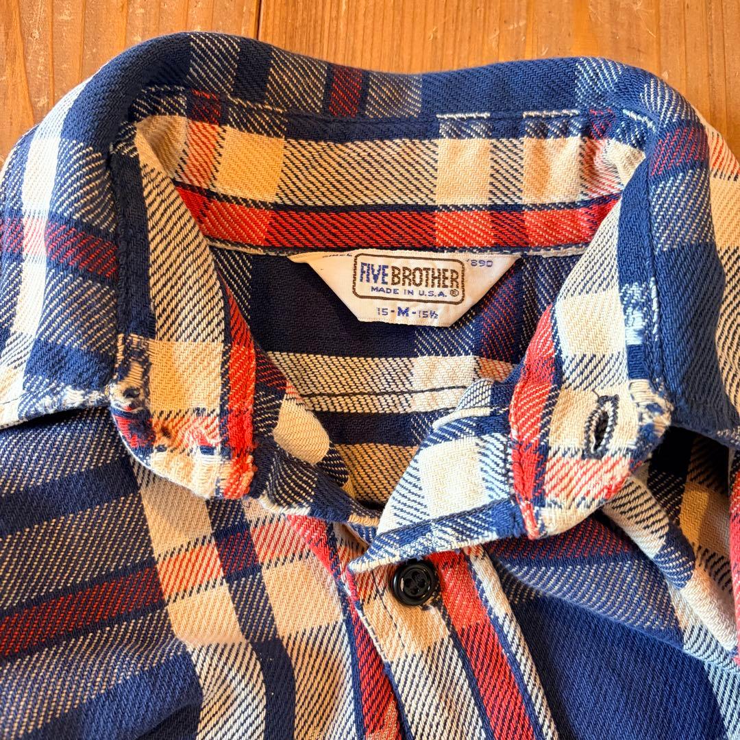 80s 三角タグ FIVE BROTHER ヴィンテージネルシャツ ボロ 襤褸 - メルカリ