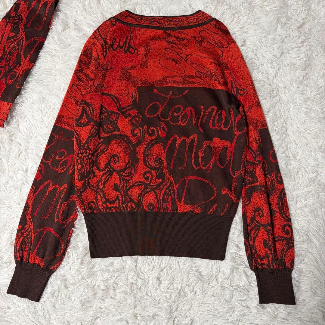 良品】レオナール シルク100% Vネック総柄ニット Mサイズ - メルカリ