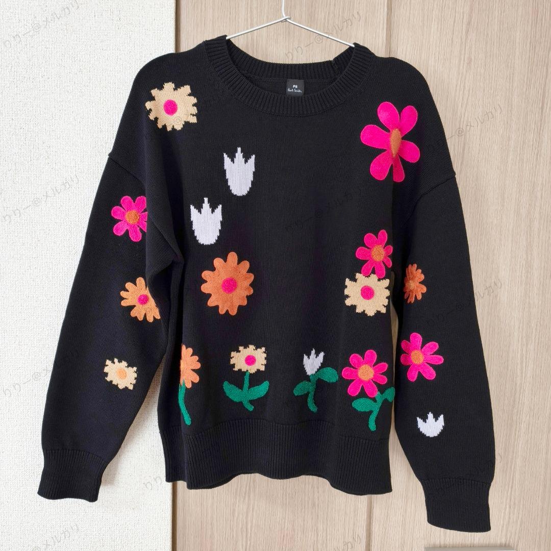 美品・サイズM PS Paul Smith 花柄刺繍ニットセーター ポールスミス
