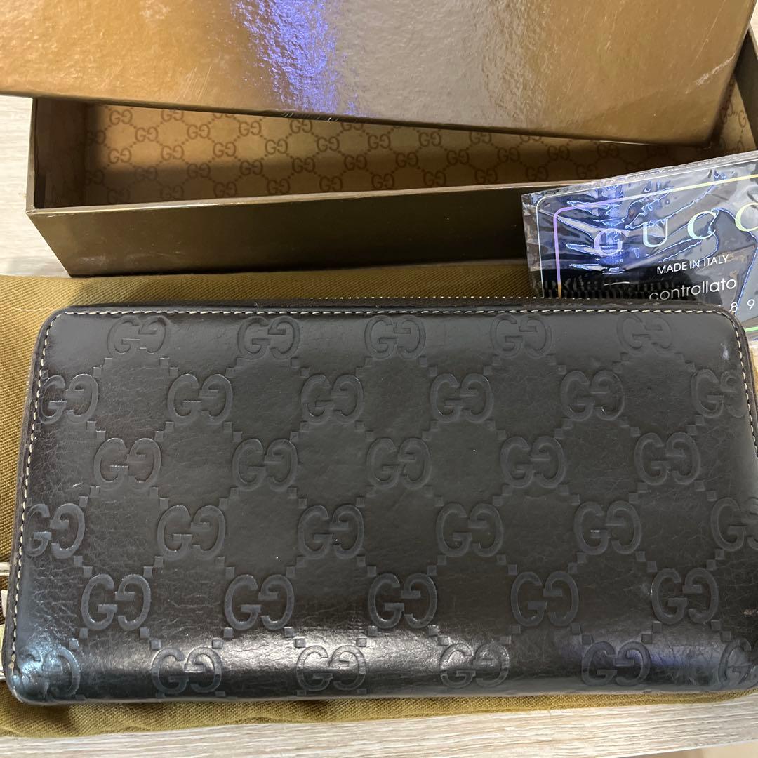 GUCCI ブラックレザー 長財布 - メルカリ
