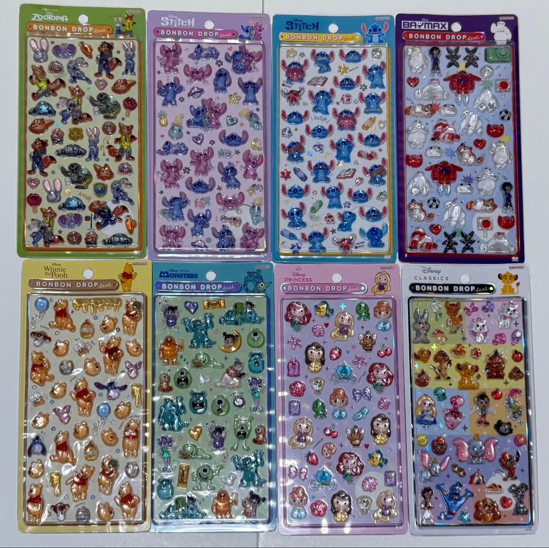 【正規品】ディズニー ボンボンドロップシール 第2弾 全種 コンプリート 🎀NEWアイテム🎀 ディズニーキャラクターのボンボンドロップシール第2
