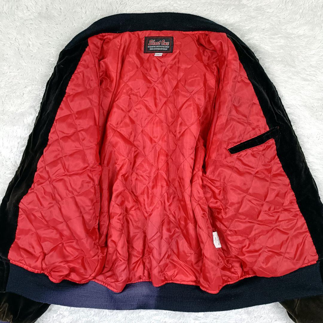 shoot one 希少デザイン スカジャン USA 別珍 ベロア 刺繍 L - メルカリ