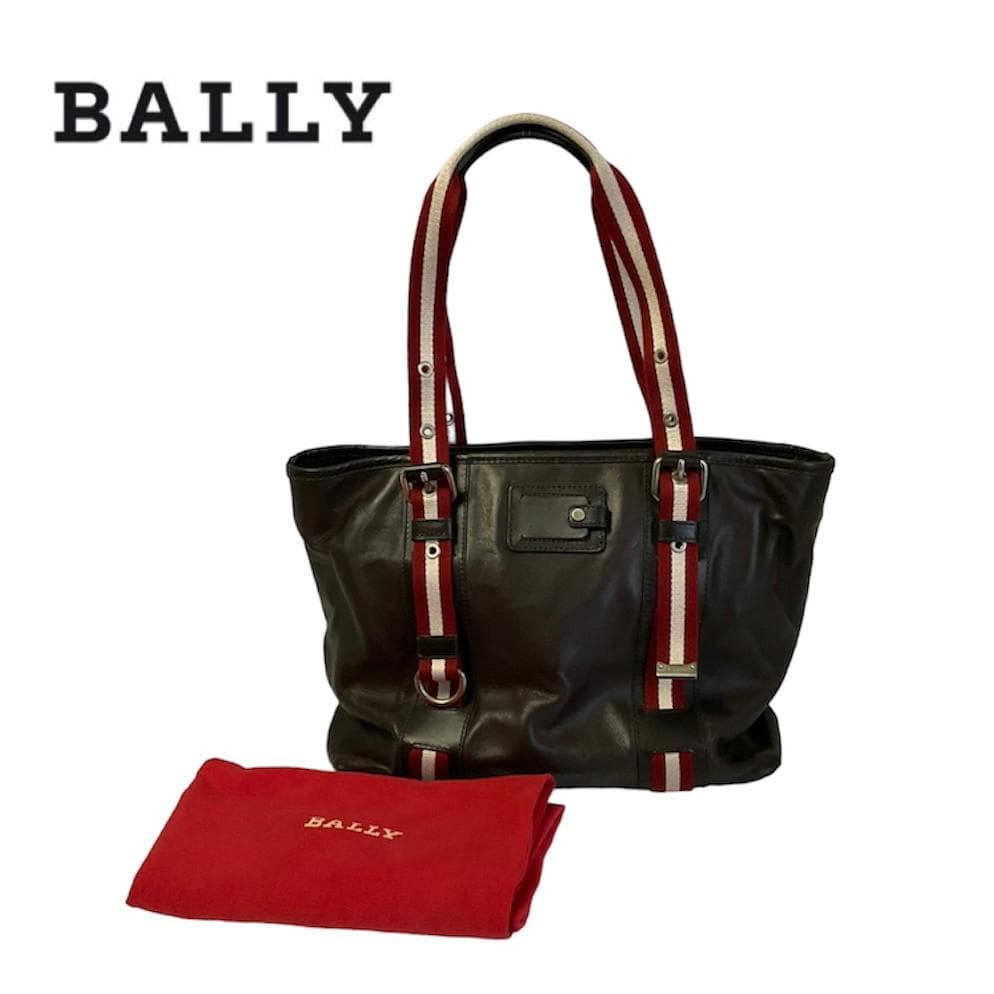 BALLY トート ハンドバッグ レザー 赤ストライプ トレインスポッティング 美品 BALLY バリー トレインスポッティング TACILO レザー 2way トート