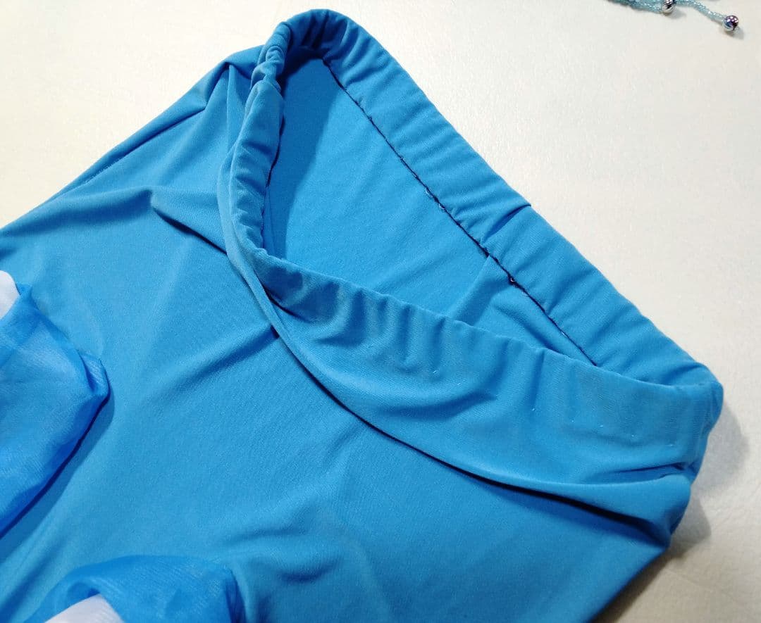 ベリーダンス衣装ブルー オリエンタル アームカバー付M-L水色