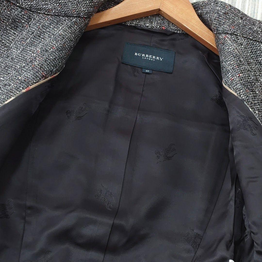 ☆極美品☆バーバリー＊ツイードジャケット＊絹混＊ベルト付き＊