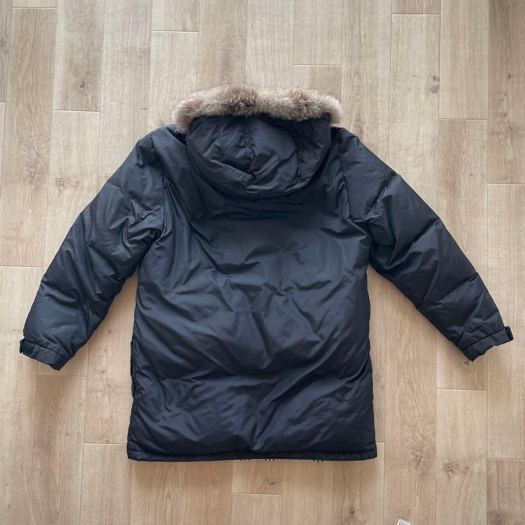 バーバリー ダウンコートジャケット フォックスファー ノバチェック 黒