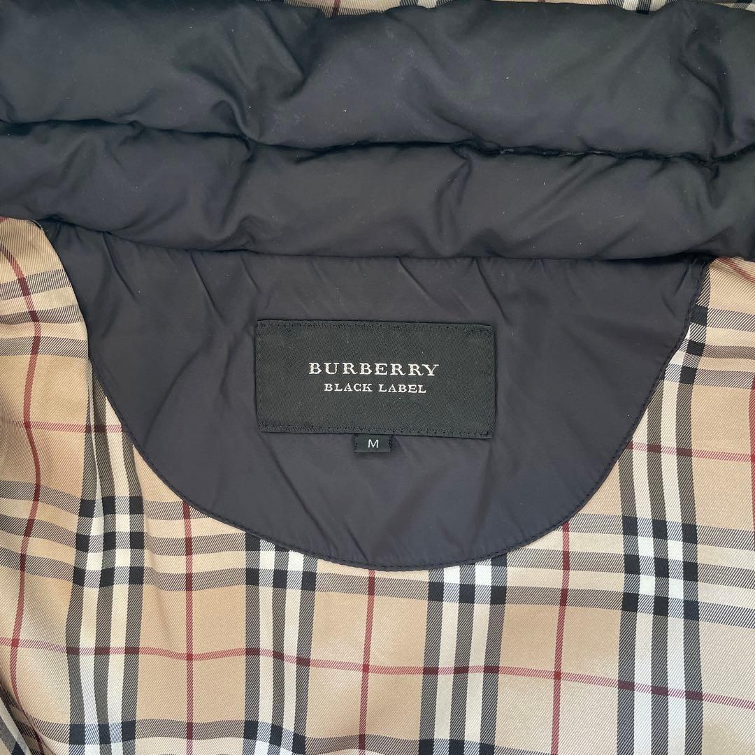 バーバリー ダウンコートジャケット フォックスファー ノバチェック 黒