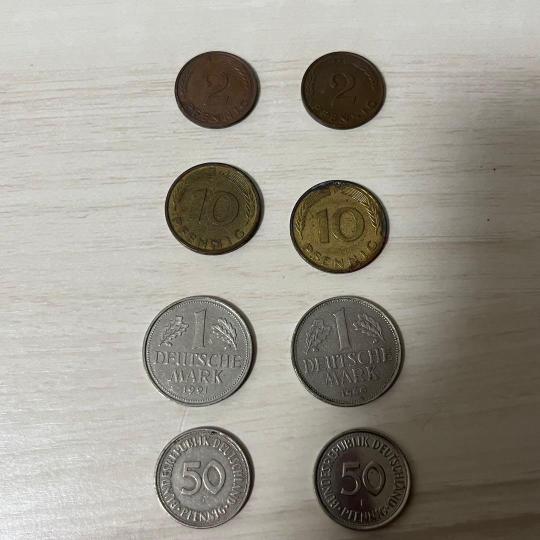 旧ドイツ貨幣セット 2マルク 10マルク 1マルク 50ペニヒ - メルカリ