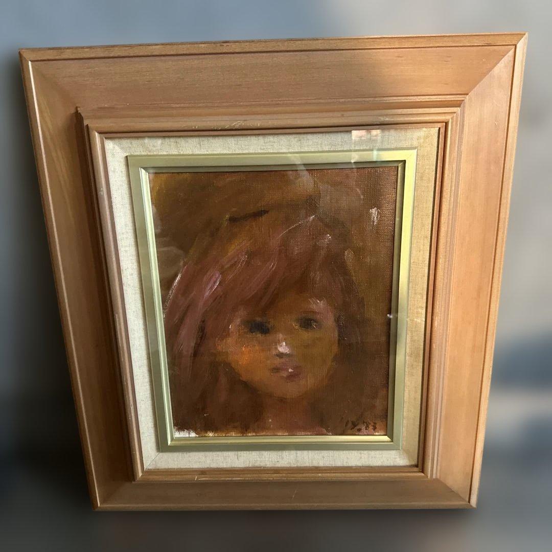 抽象的な人物画 木製フレーム付き