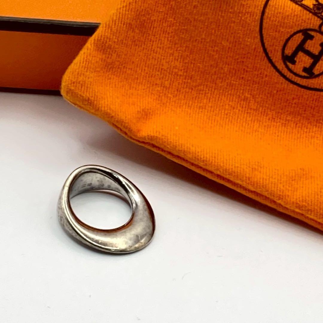【美品】エルメス　ヴィンテージリング　指輪　シルバー925 ロゴ刻印　稀少品 HERMES（エルメス） 極 美品 希少品 エクス リブリス シュヴァリエ