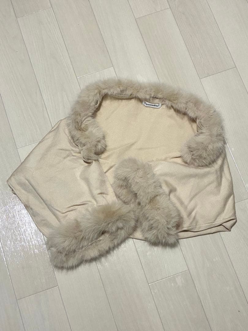 《大人気》elmyu ファーポンチョカーデ×チェーンワンピset パーティー白