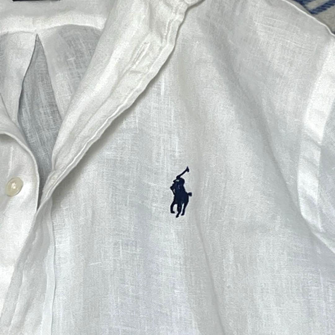 美品 現行 ポロラルフローレン 人気 リネンシャツ 白シャツ XS