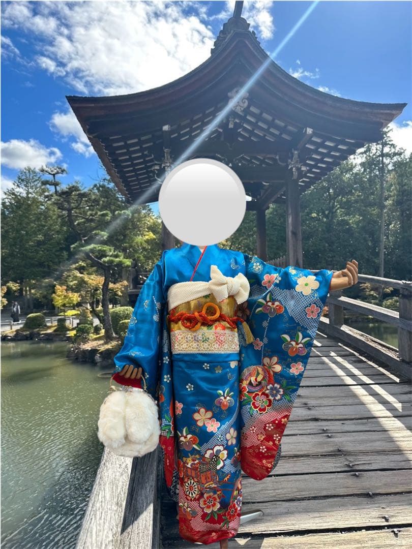 日本製　七五三　フルセット　ブルー　7歳着物 楽天市場】【レンタル】[2022年新作] 753 七五三 着物 7歳 フルセット