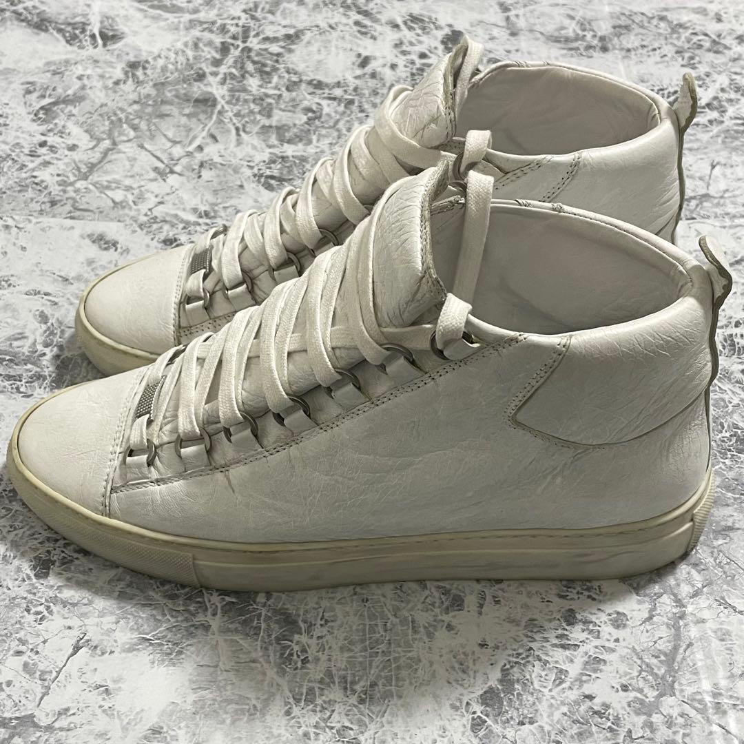 バレンシアガ アリーナ レザーハイカットスニーカー 本革 白 ホワイト