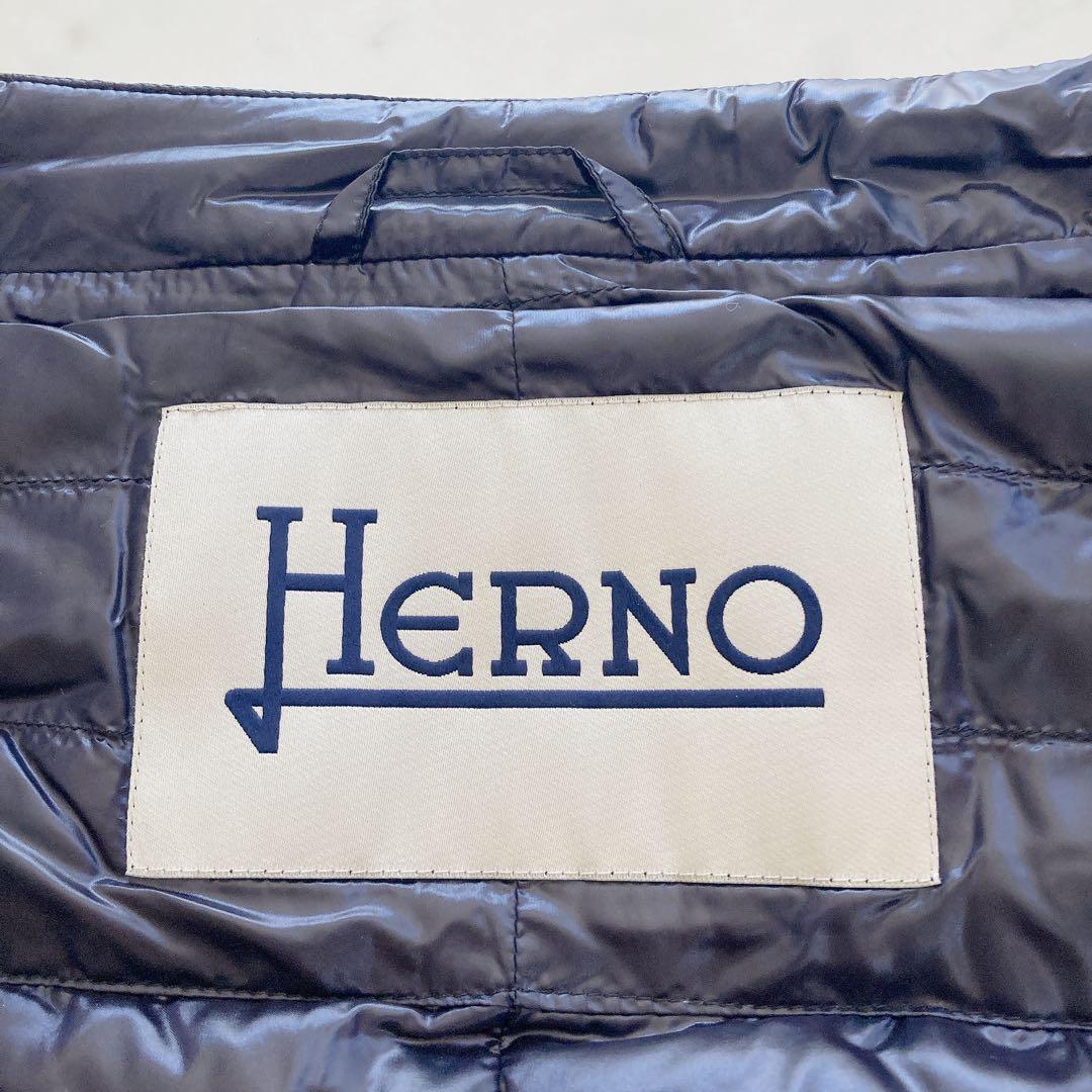 極美品 ヘルノ HERNO ニットコンビダウン 切り替え シルク カシミヤ 40