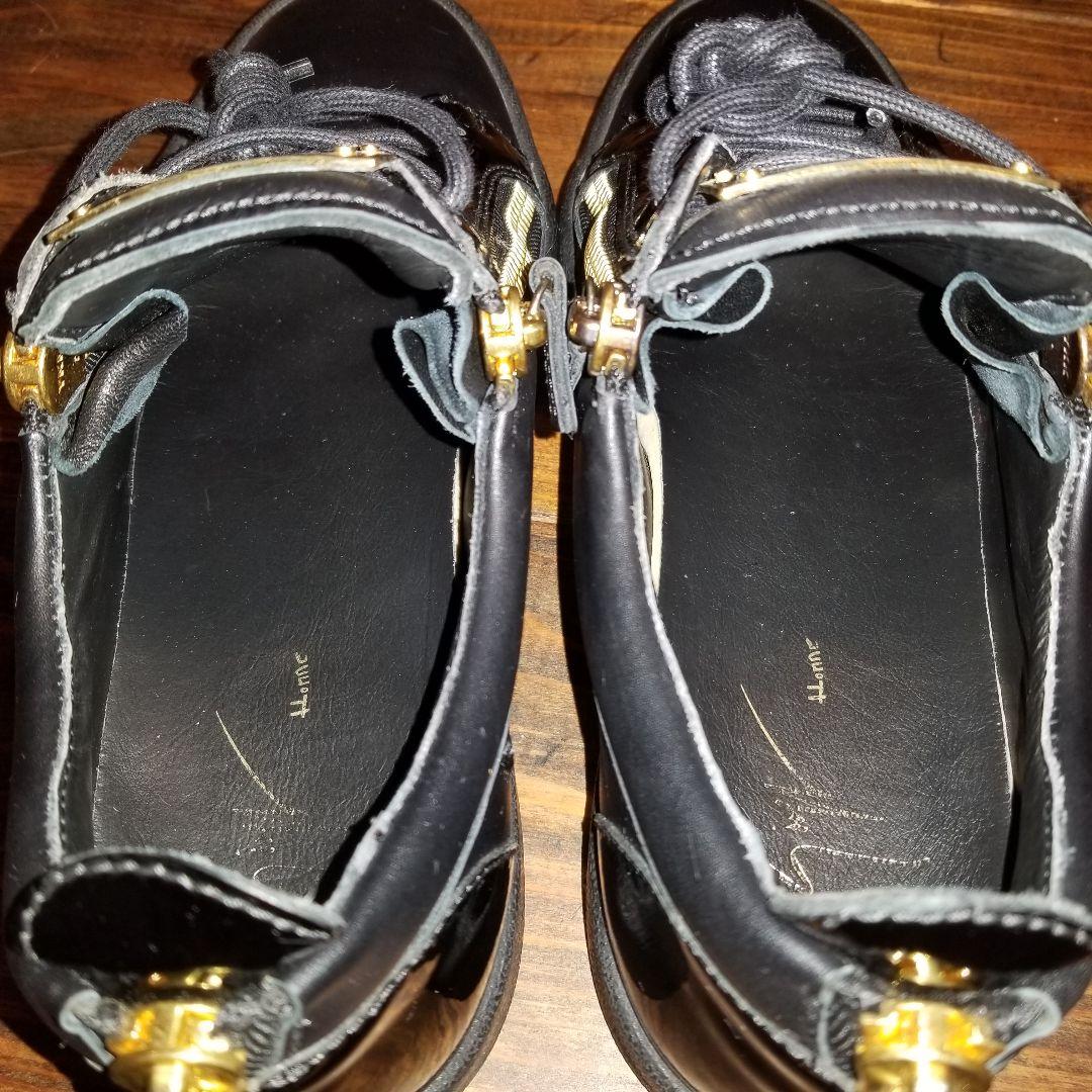 極美品 ジュゼッペザノッティ・レザー スニーカー 40 黒 メタル