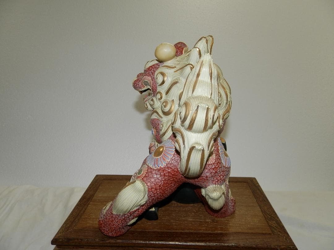 時代物九谷焼金彩色絵狛犬唐獅子小槌獅子縁起物魔除け陶器|mercari