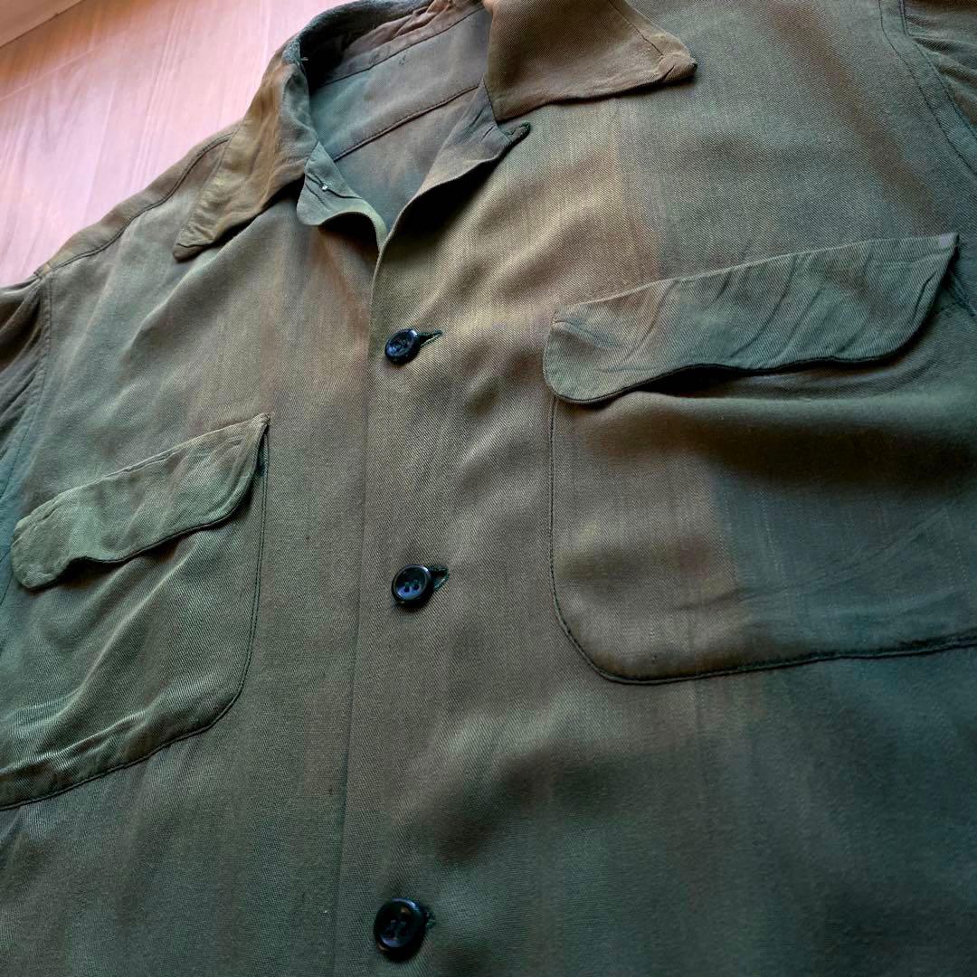 鬼フェード】50s レーヨン ギャバ シャツ ギャバジン vinta